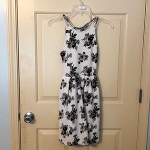 White and black floral dress
